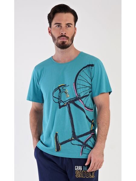 Pánské pyžamo bermudy Dominik - mentolová