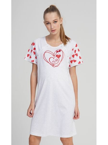 Dámská noční košile mateřská Love - světle šedá