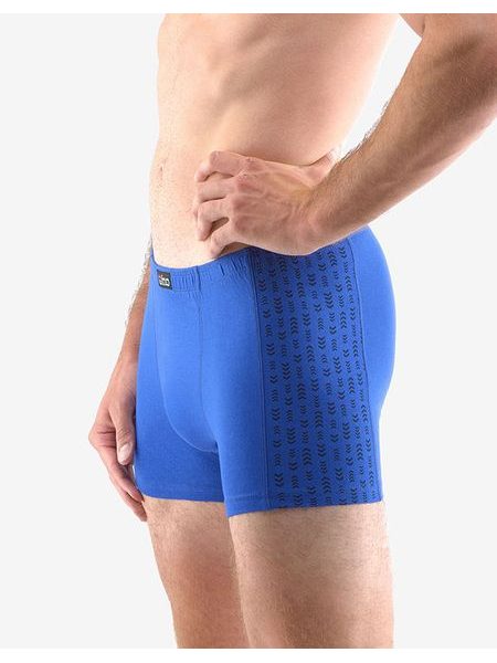 Pánské boxerky s kratší nohavičkou, kratší nohavička, šité, s potiskem 73117P - modrá lékořice