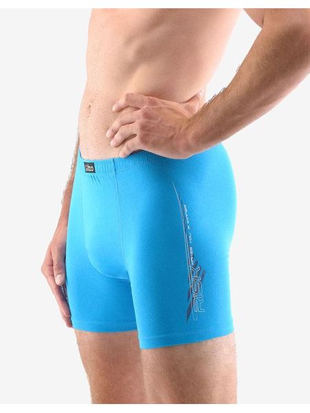 Pánské boxerky s delší nohavičkou, delší nohavička, šité, s potiskem 74144P - dunaj bílá