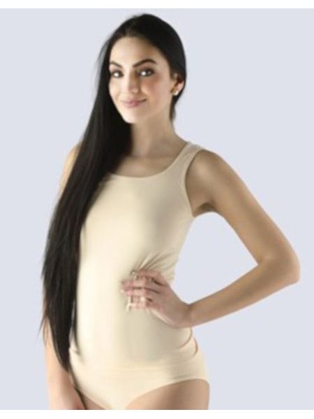 Dámské tílko prodloužené, širší ramínka, bezešvé, Bamboo Soft 08030P - tělová