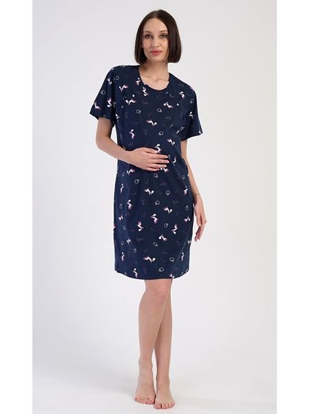 Dámská noční košile mateřská Čáp - světle růžová