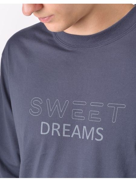 Pánské pyžamo dlouhé, šité, s potiskem 79205 - tm. šedá