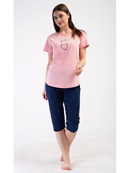 Dámské pyžamo kapri Srdce - lososová