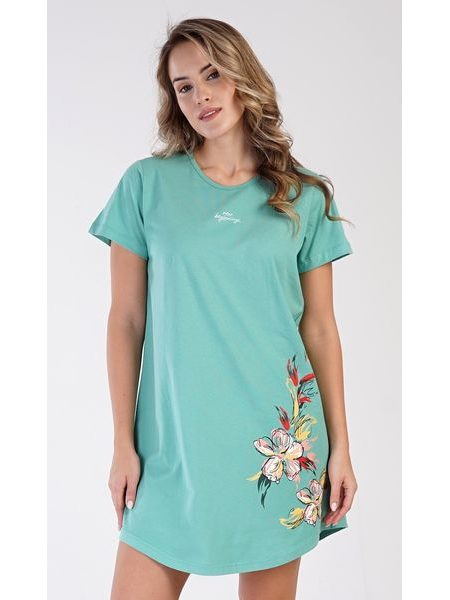 Dámská noční košile s krátkým rukávem Alenka - zelená