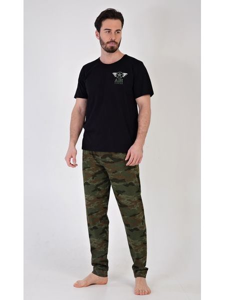 Pánské pyžamo dlouhé Air forces - černá