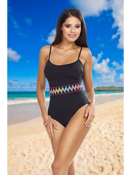 Jednodílné plavky Lima černé s páskem