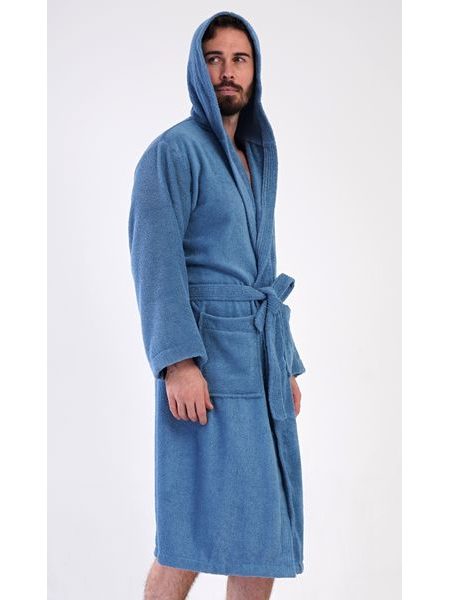 Pánský župan s kapucí Albert - modrošedá