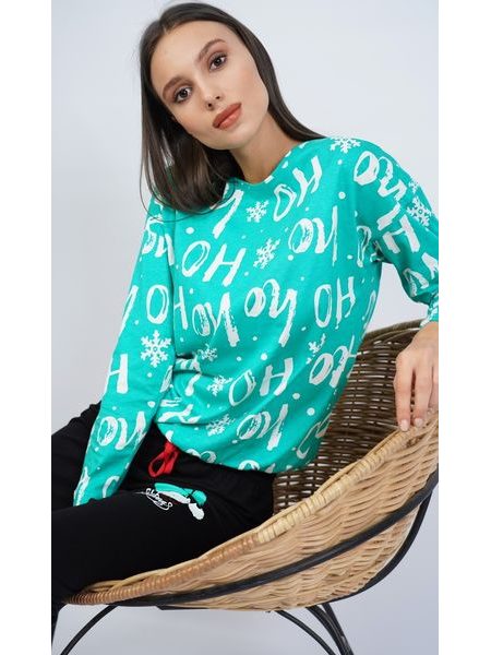 Dámské pyžamo dlouhé Santa - zelená