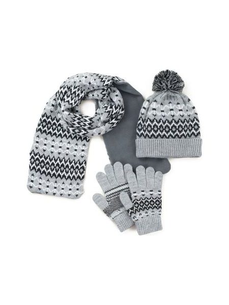 Čepice, rukavice, šála - šedá