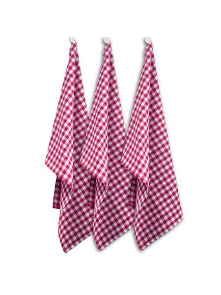 Sada 3 utěrek 50*70 cm, červené káro