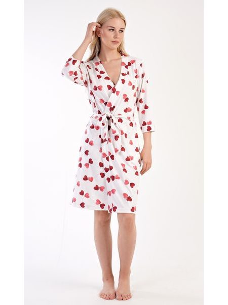 Dámský župan krátký Valentýna - jahodová