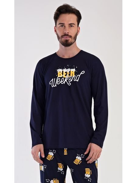 Pánské pyžamo dlouhé Weekend - tmavě modrá