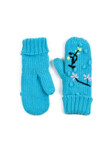 Modré rukavice s výšivkou