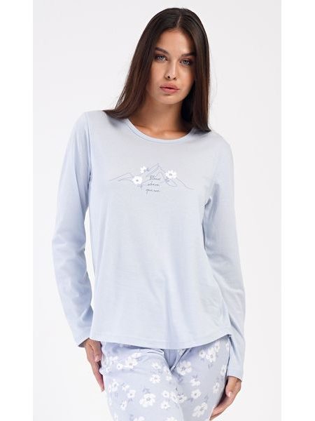 Dámské pyžamo dlouhé Nature - světle modrá