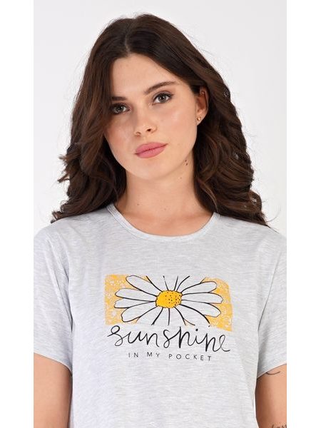 Dámské domácí šaty s krátkým rukávem Sunshine - světle šedá