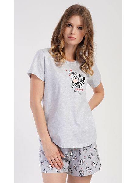 Dámské pyžamo šortky Zebra - světle šedá