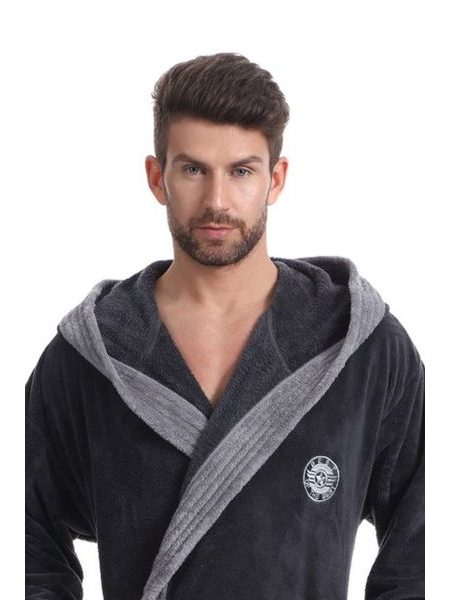 Pánský dlouhý župan George tmavě šedý