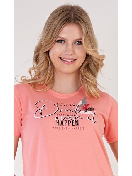 Dámské domácí šaty s krátkým rukávem Lucie - meruňková