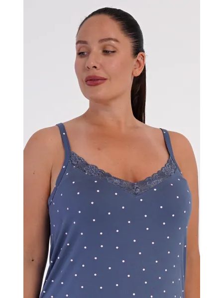 Dámská noční košile na ramínka Barbara - modrošedá