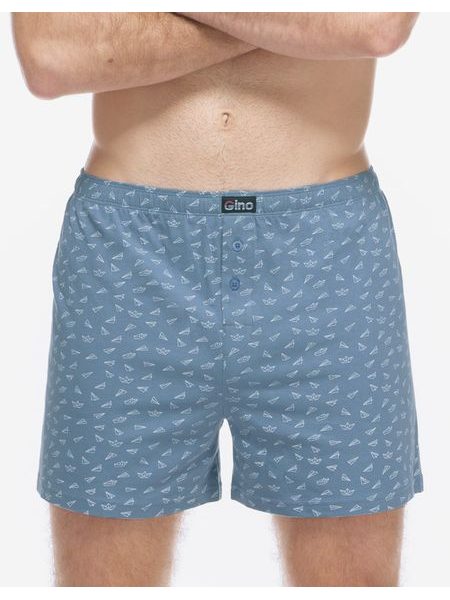 Pánské trenky volné, šité, s potiskem - kouřová bílá