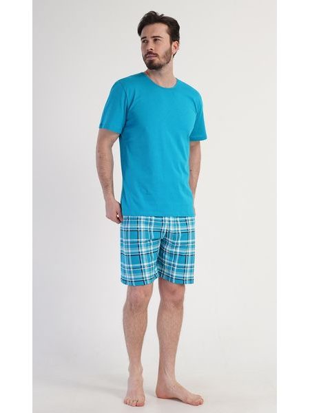 Pánské pyžamo šortky Motocycle - modrá