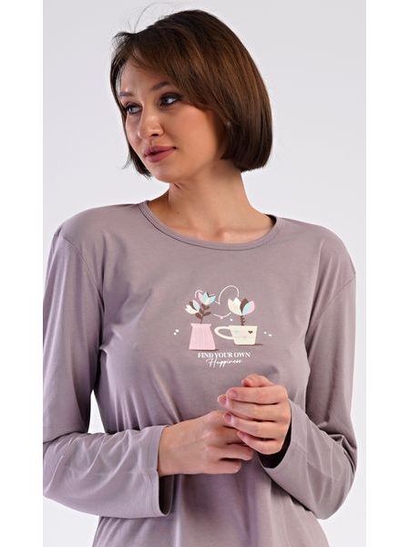 Dámské pyžamo dlouhé Klárka - bílá káva