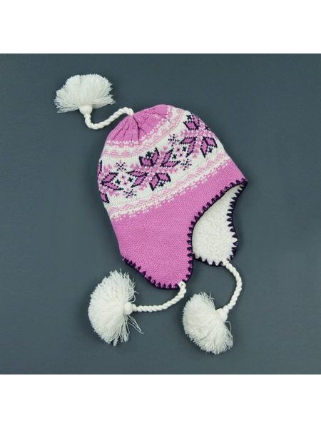Pletená ušanka růžovobílá