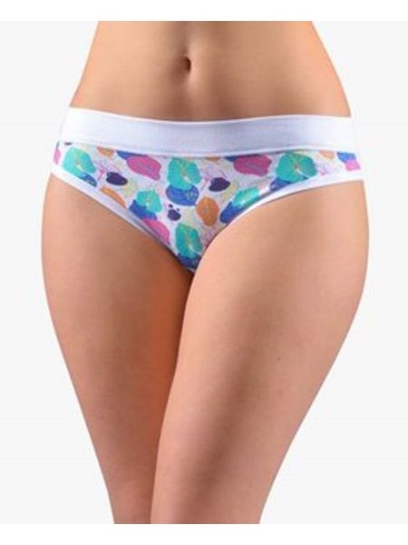 Dámské kalhotky bokové se širokým bokem, širší bok, šité, s potiskem Disco XVII 16169P - bílá atlantic