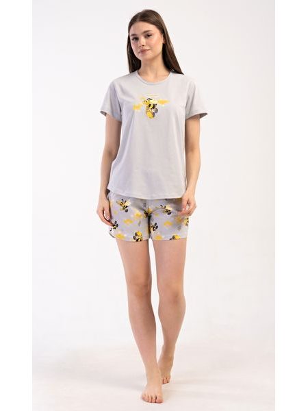 Dámské pyžamo šortky Včelky - šedá