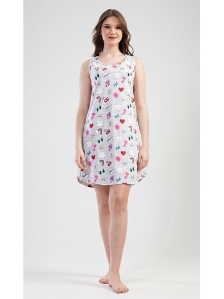 Dámská noční košile na ramínka Kitty - světle šedá