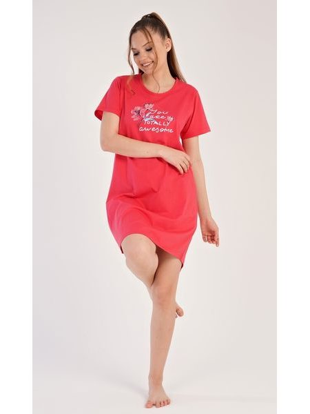Dámská noční košile s krátkým rukávem Cassie - korálová