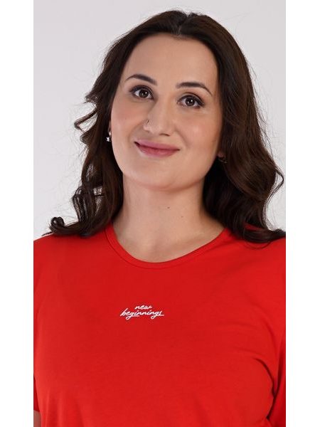 Dámská noční košile s krátkým rukávem Alena - červená