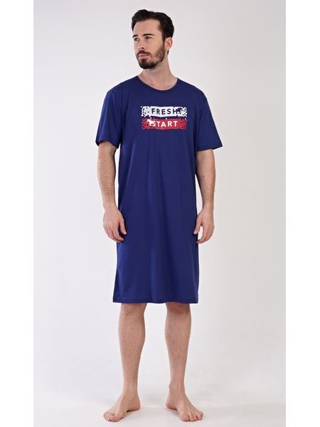 Pánská noční košile s krátkým rukávem Fresh start - tmavě modrá