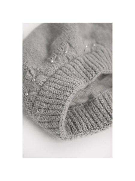 Teplý angorský baret - světlešedý