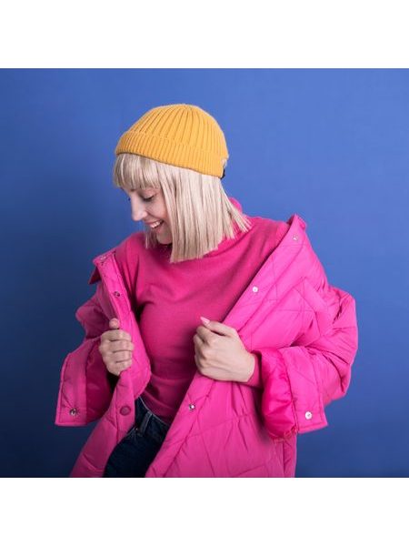 Čepice oranžová pruhovaná