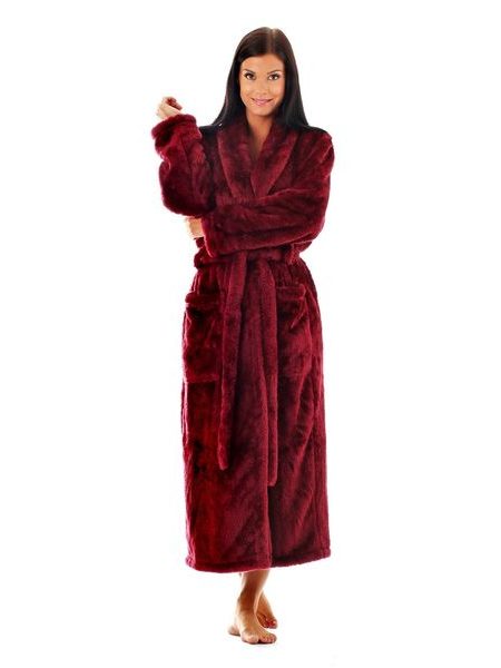 Dámský dlouhý hřejivý župan se šálovým límcem LILLY EXTRA vínová