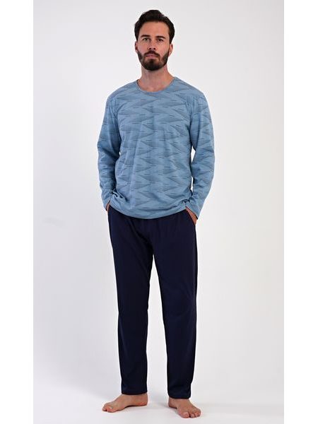 Pánské pyžamo dlouhé Arnošt - modrošedá