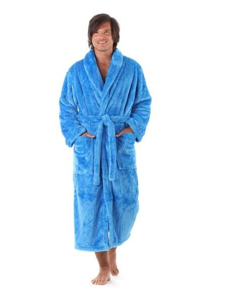 Pánský dlouhý hřejivý župan se šálovým límcem LILLY a JACK EXTRA světle modrá