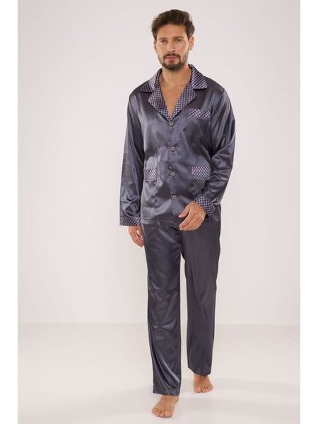 Pánské pyžamo saténové Adam šedé