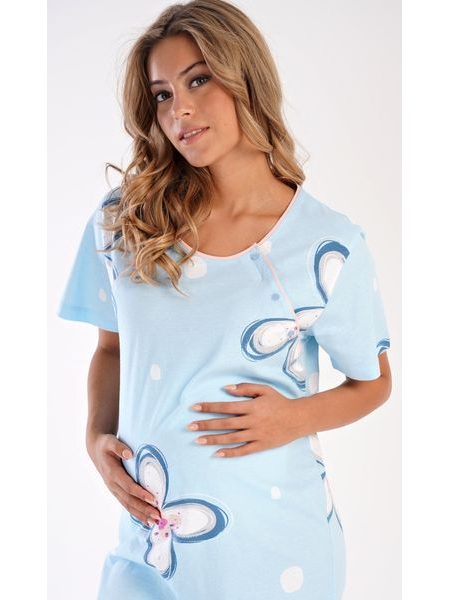 Dámská noční košile mateřská Veronika - světle modrá