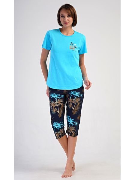 Dámské pyžamo kapri Tropicana - tyrkysová