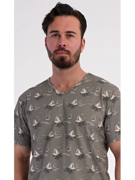 Pánské pyžamo šortky Arny - khaki