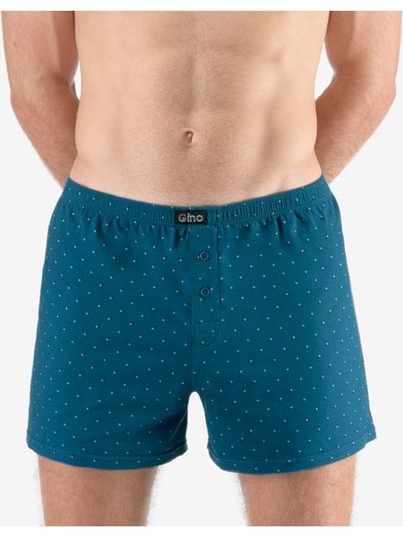 Pánské trenky volné, šité, s potiskem 75212 - petrolejová aqua