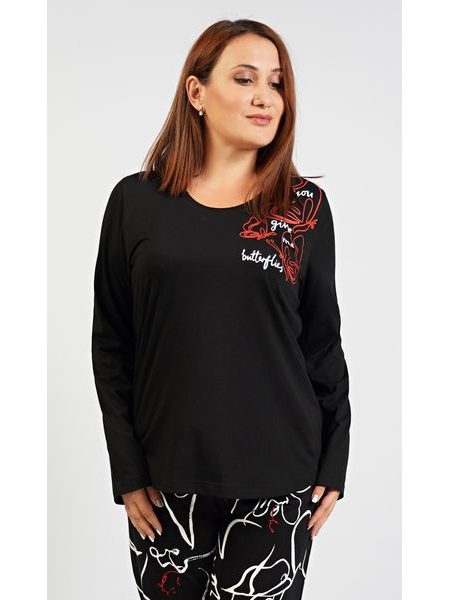 Dámské pyžamo dlouhé Butterfly - černá
