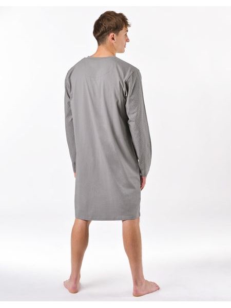 Pánské košile noční dlouhý rukáv, šité, s potiskem 79203 - šedá peprmint