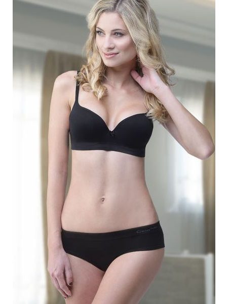 Podprsenka push-up s hladkými košíčky 07008P - černá