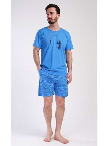 Pánské pyžamo šortky Rybář - mentolová