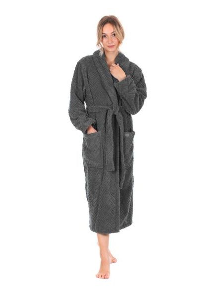 Dámský dlouhý župan se šálovým límcem ATHENA antracitová