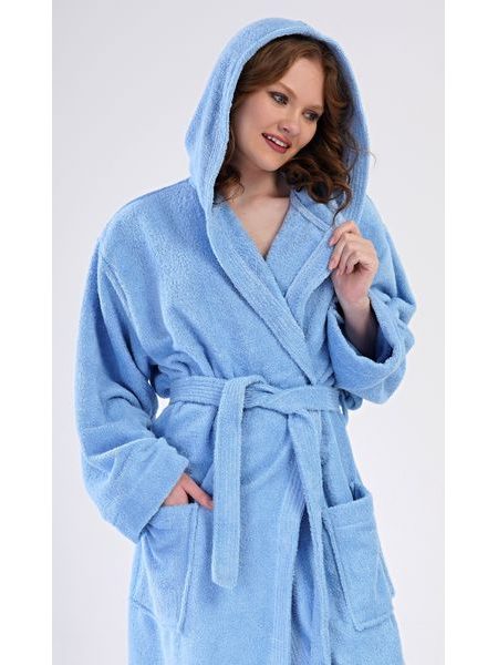 Dámský župan dlouhý s kapucí Modrásek - modrá